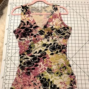 Cabi floral crossover stretch blouse / cami sz S